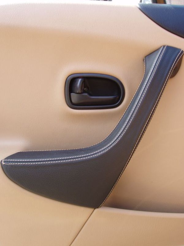 Black Leather-Tan Thread RedlineGoods Door Pull Covers Compatible with Mazda Miata NB 1998-05 