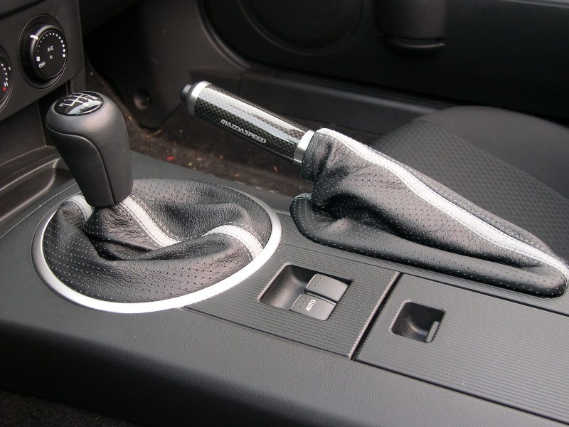 Mazda Miata interior – shift boots with stripes