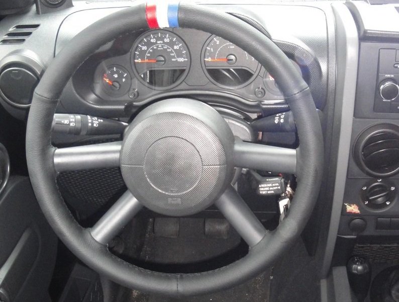 Jeep wrangler leather steering wheel cover #4