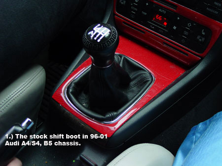 Black Perforated Leather-Red Thread RedlineGoods Shift Boot Compatible with Audi S4 B5 1996-01