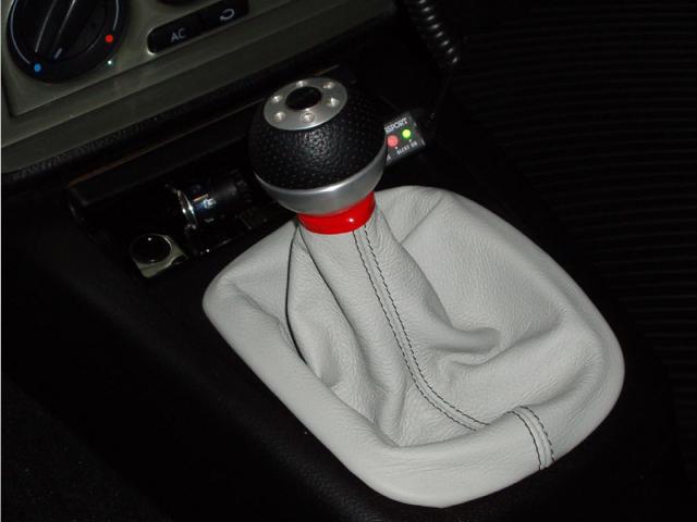 Medium Gray Leather-Black Thread RedlineGoods Shift Boot Compatible with Chevrolet HHR 2006-11 