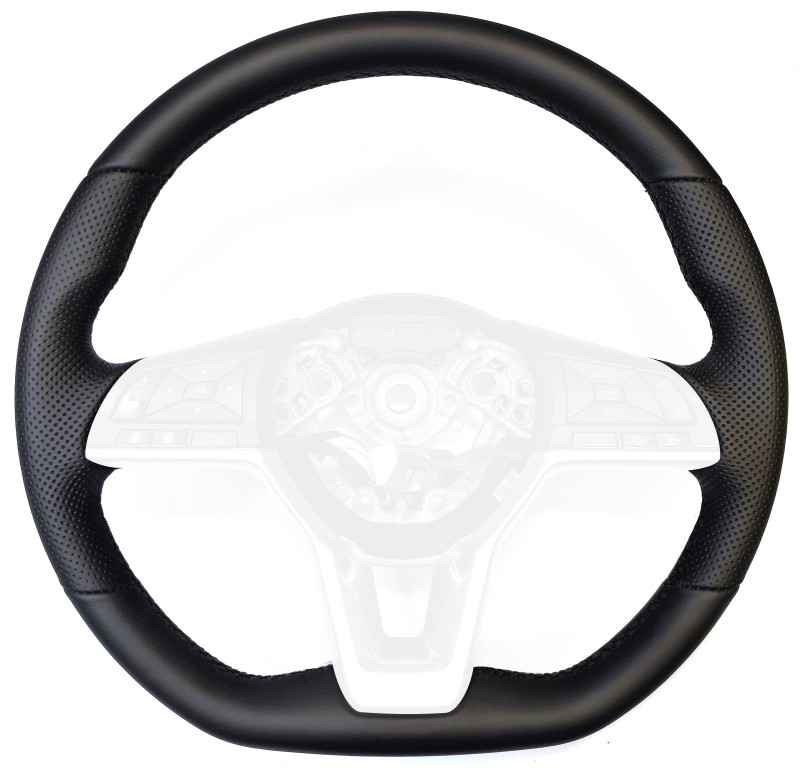 D-Shaped Microfiber Leather Steering Wheel Cover For Nissan Altima, Rogue, Kicks, Sentra, Versa – Black/Red, Diamond Pattern