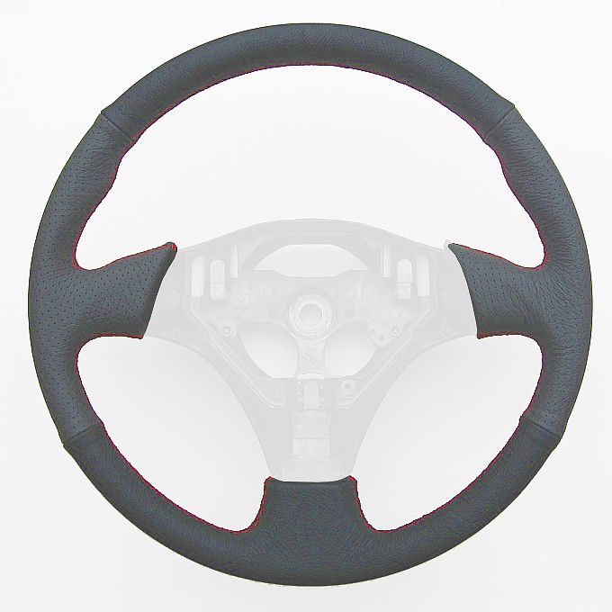 FITS TOYOTA MR2 90-98 BLACK PERFORATED LEATHER STEERING WHEEL COVER WHITE STITCH 