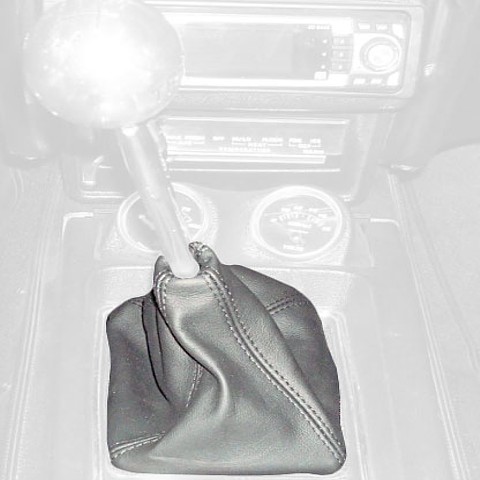 RedlineGoods shift boot compatible with Ford Mustang 2005-09 Black perforated leather-Silver thread 