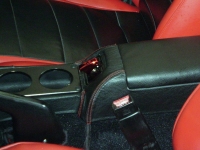 Black Perforated Leather-Red Thread RedlineGoods Radio Console Cover Compatible with Mazda Miata NA 1990-97 